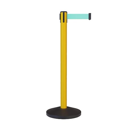 Stanchion Belt Barrier Yellow Post 7.5ftLight Green Belt